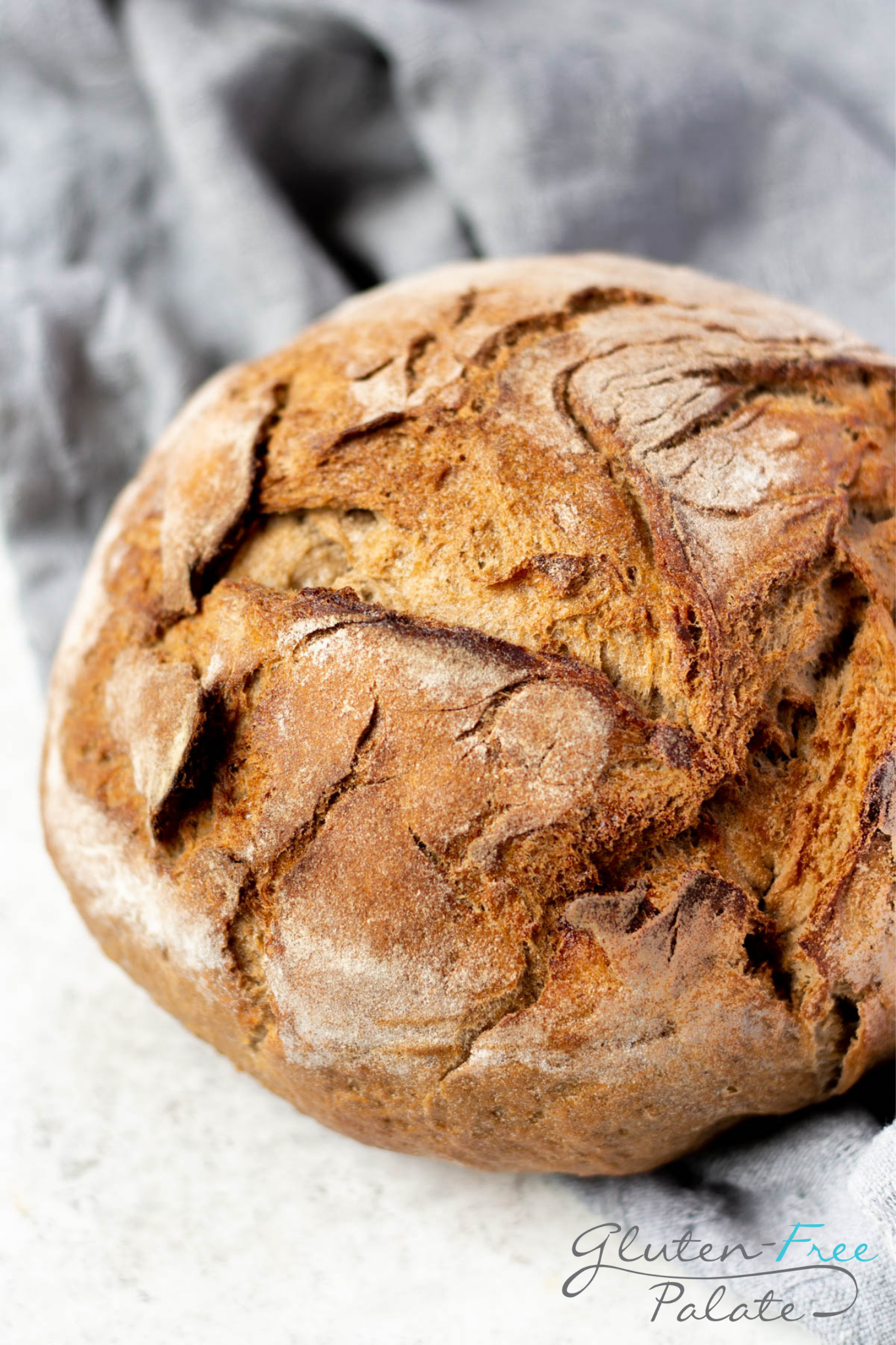 a crusty, rustic, round gluten-free sourdough bread. 