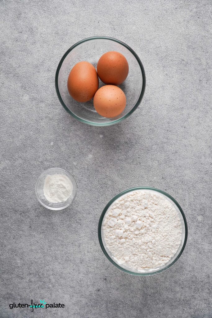 Gluten-free pasta recipe ingredients.