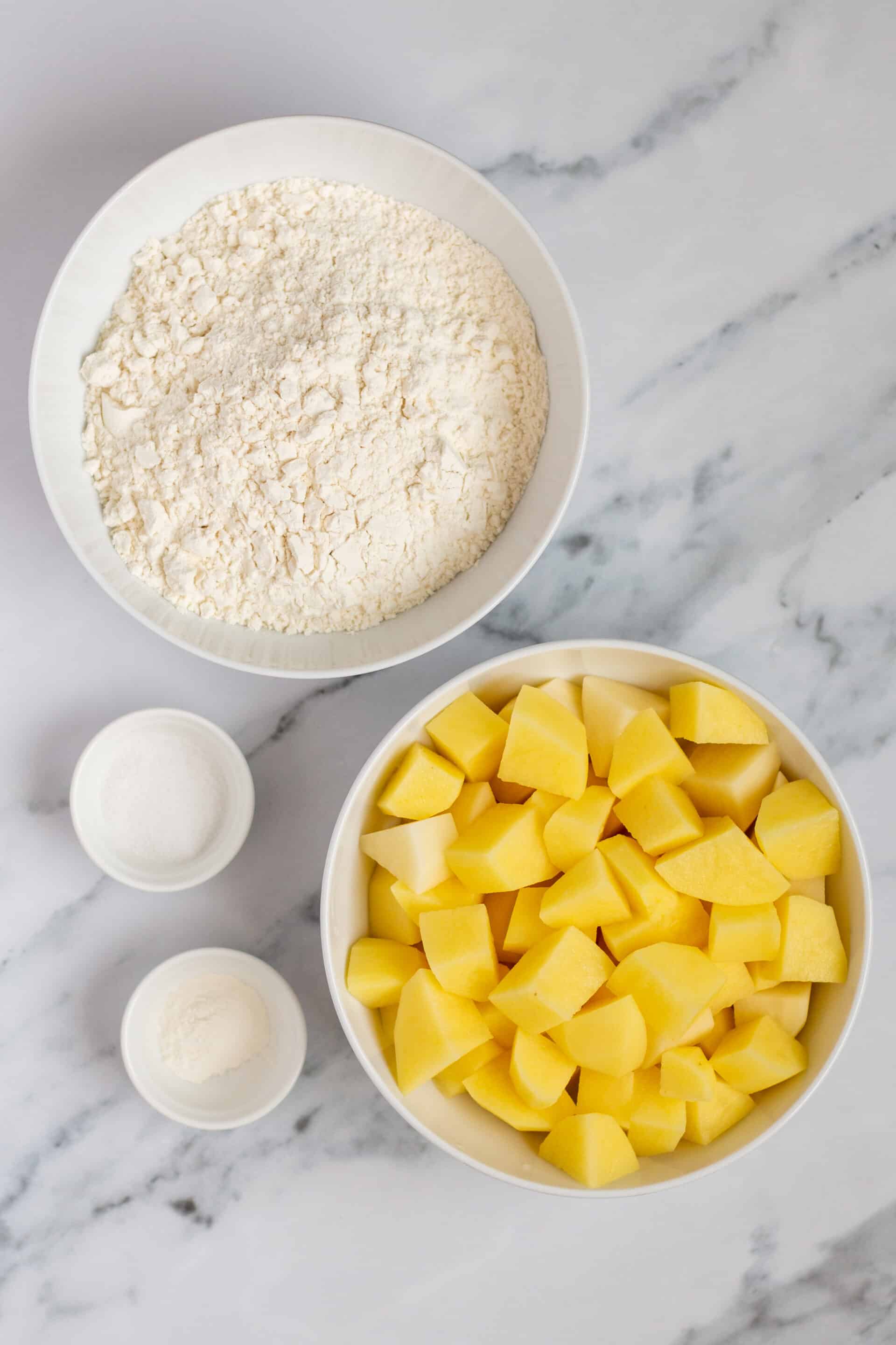the simple ingredients needed to make gluten free gnocchi