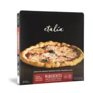 Etalia margarita pizza packaging.