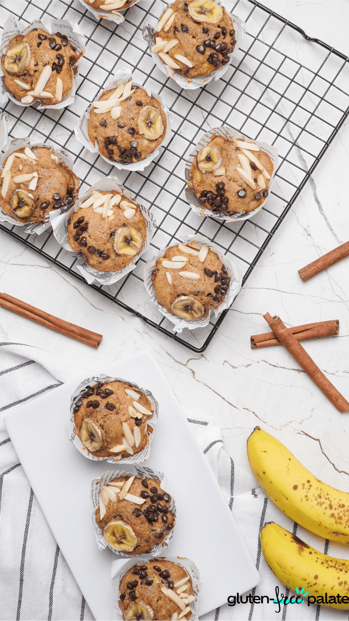 gluten-free banana muffins on a cooling rack