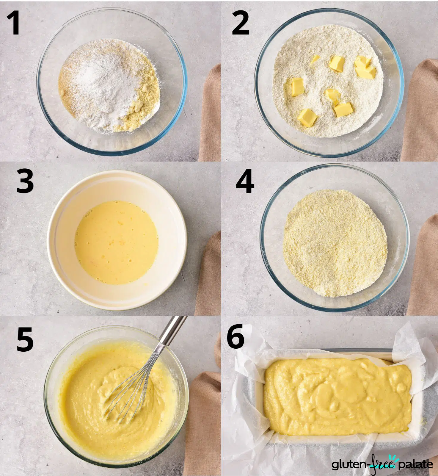 gluten-free lemon drizzle cake process shots.
