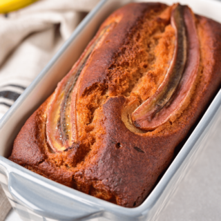 paleo banana bread in a bread pan