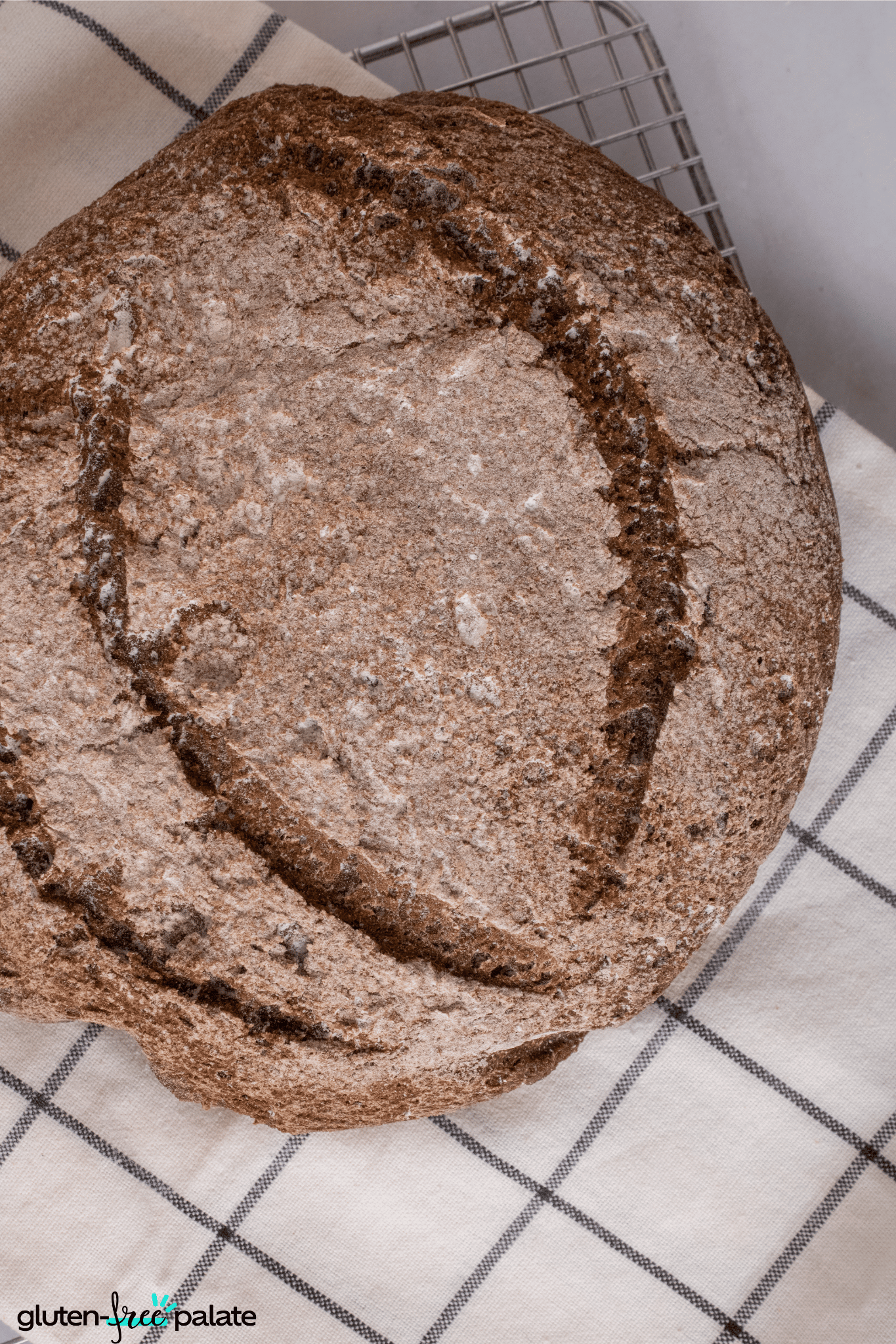 Gluten-Free Rye Bread on a cooling rack.