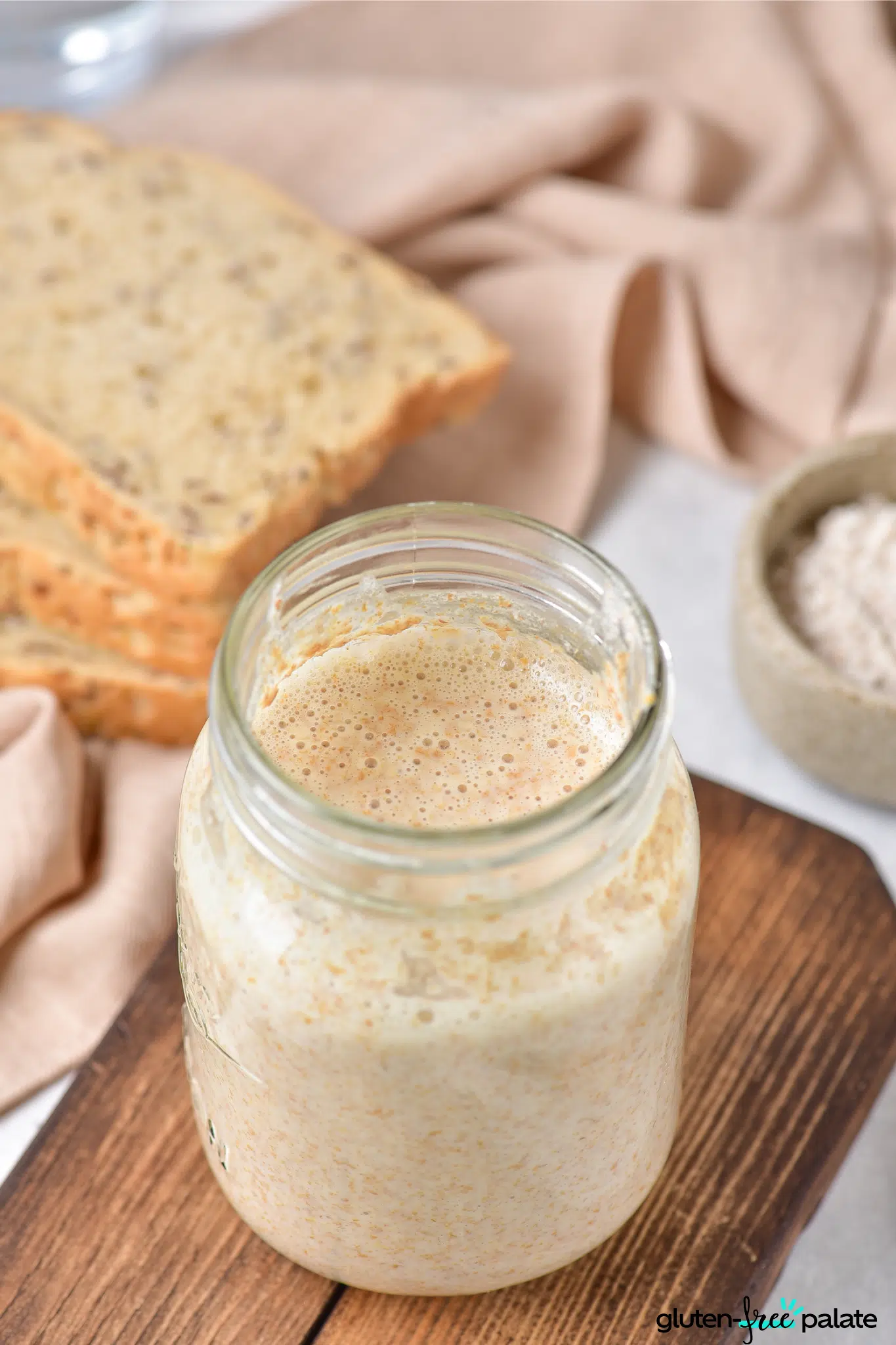 gluten-free sourdough starter in a jar.