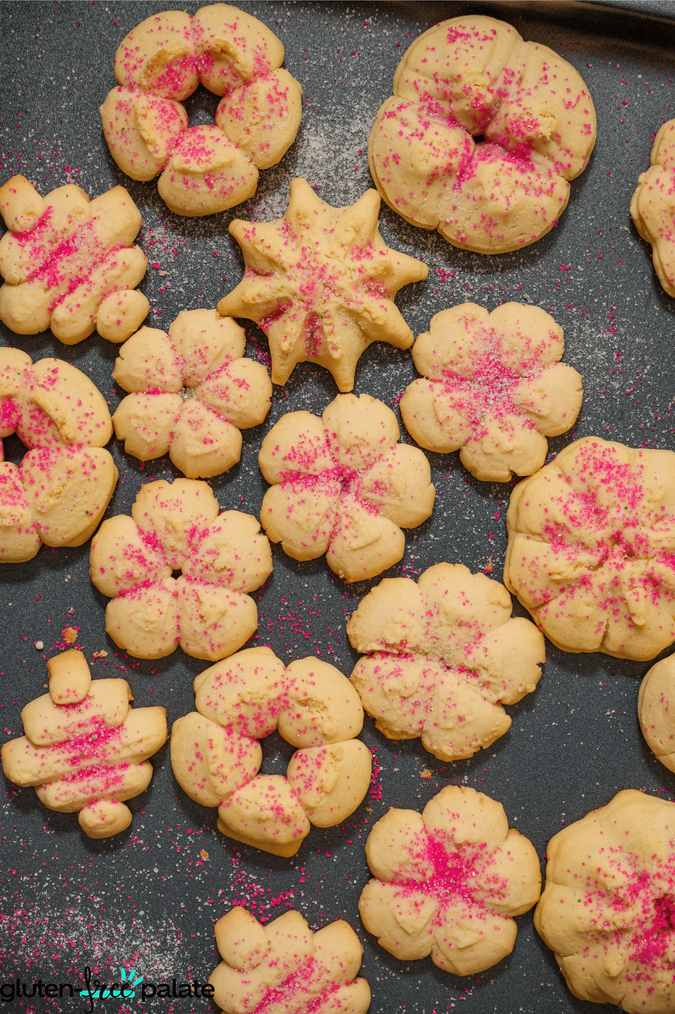 gluten-free spritz cookies with pink sugar