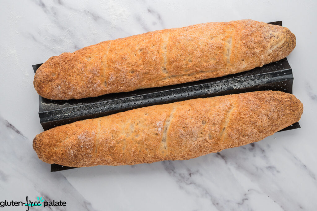 Baked gluten free baguettes.