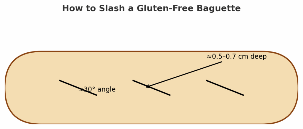 Diagram showing how to slash a baguette.