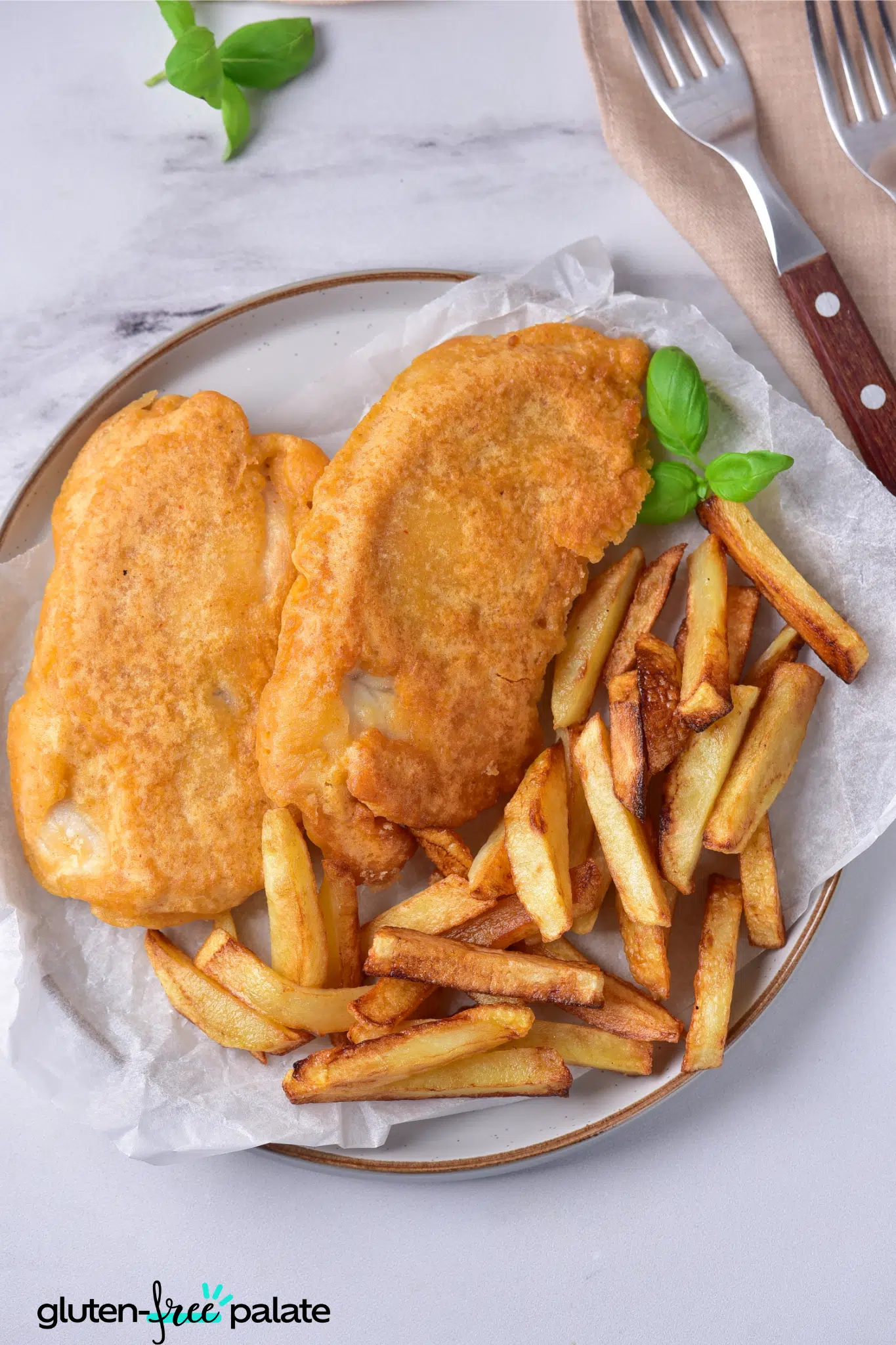 gluten-free fish and chips on a plate
