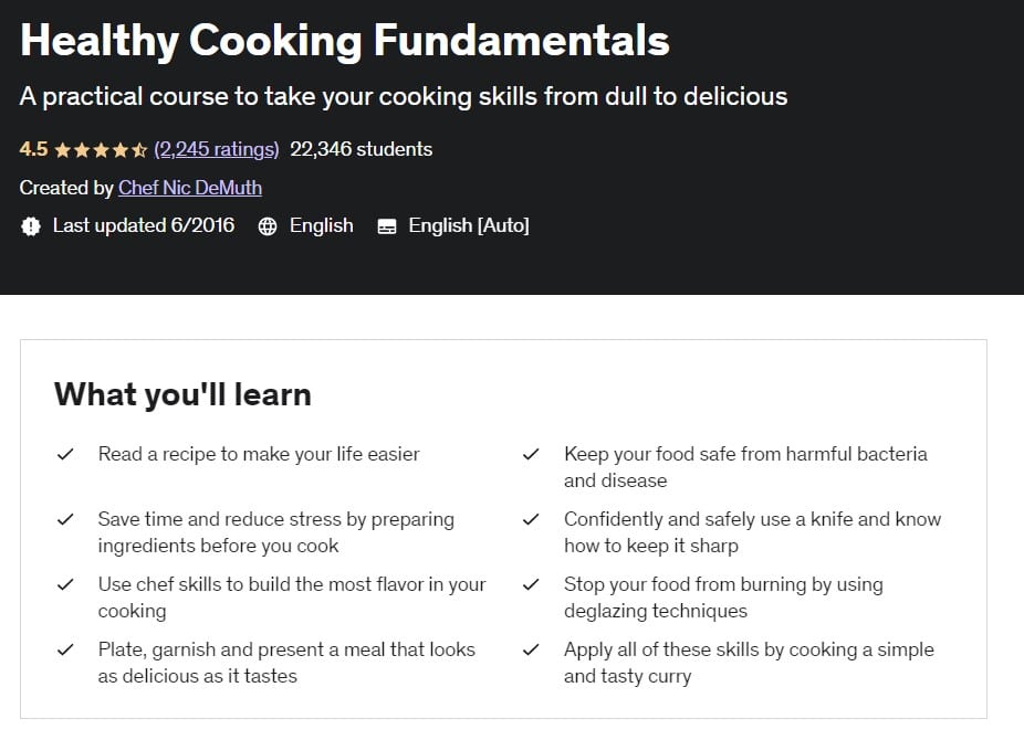 Healthy Cooking fundamentals - Best healthy cooking classes