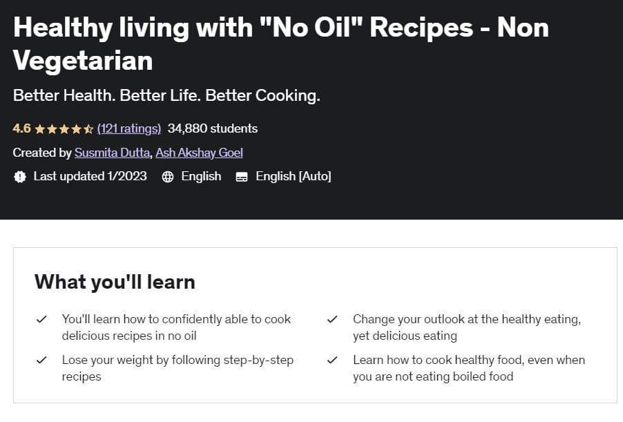 Healthy Living with no oil recipes - Best healthy cooking classes
