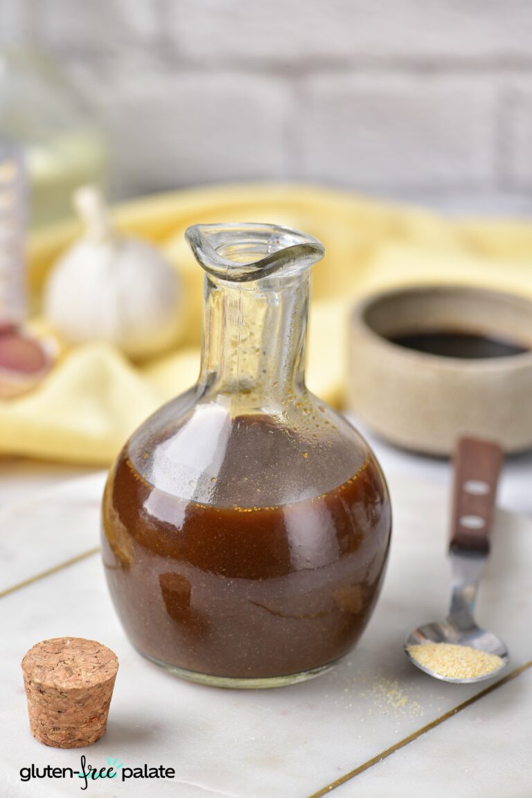 gluten-free Worcestershire Sauce in a glass jar.