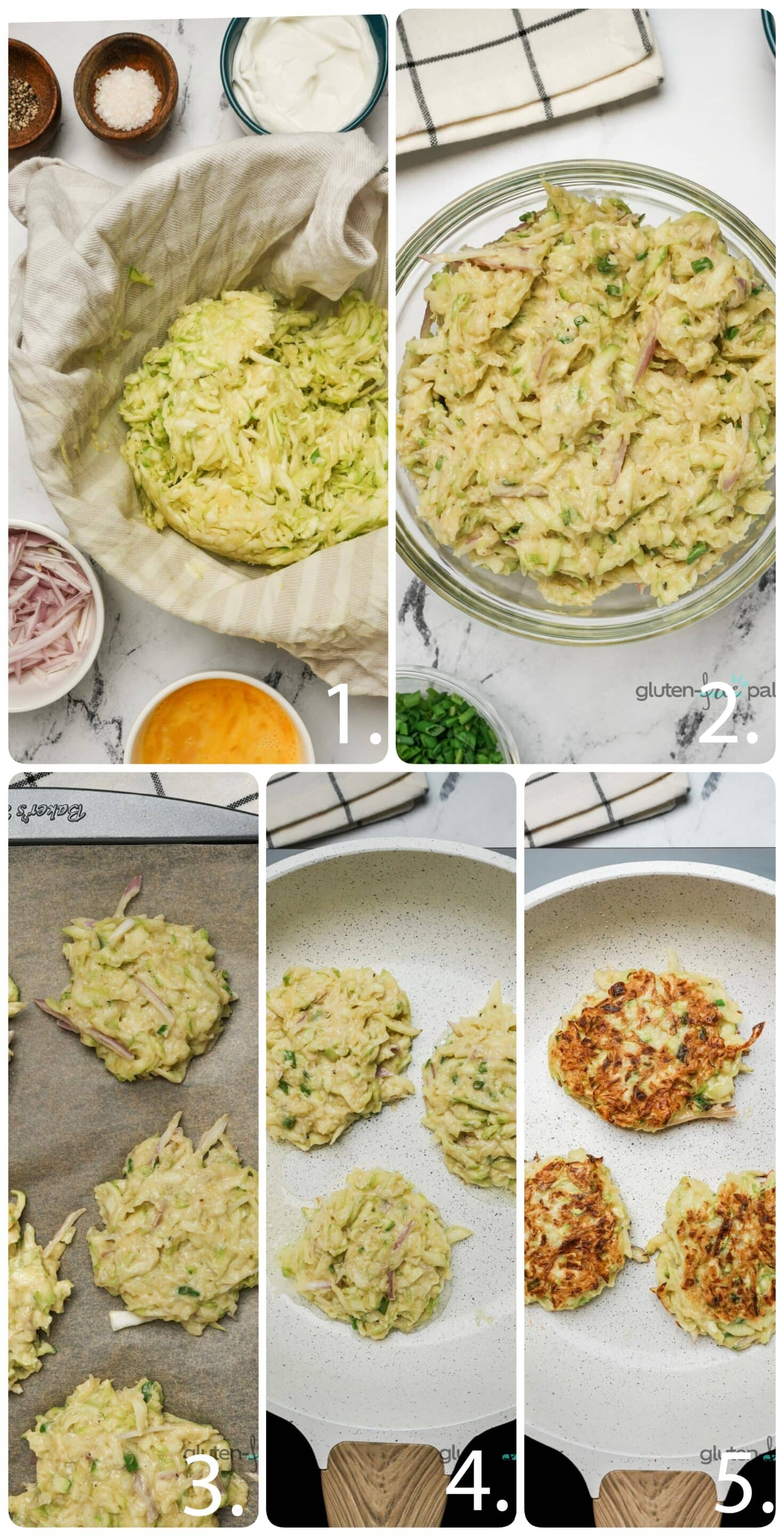 Gluten-free zucchini fritters step by step