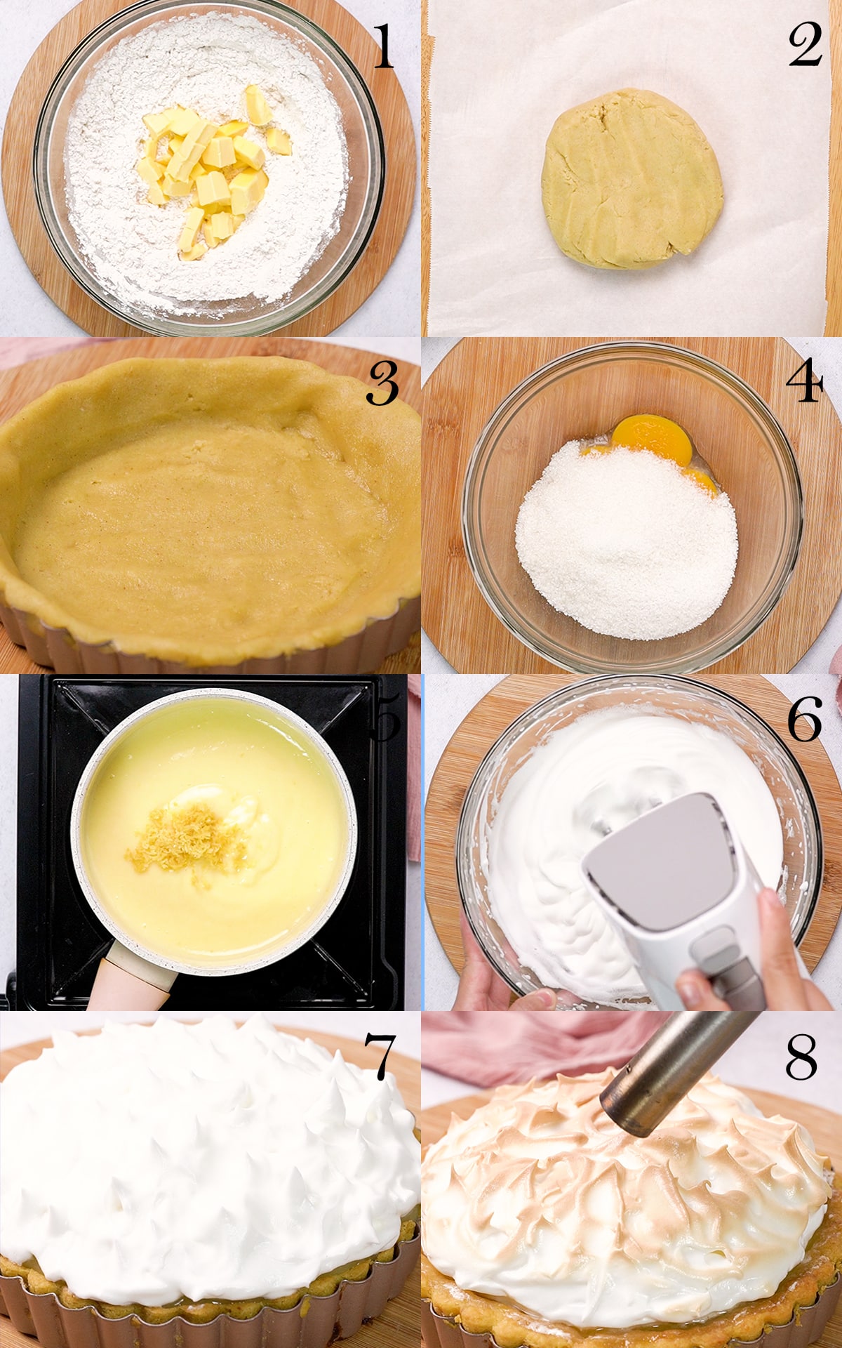 Gluten-free lemon meringue pie step by step.