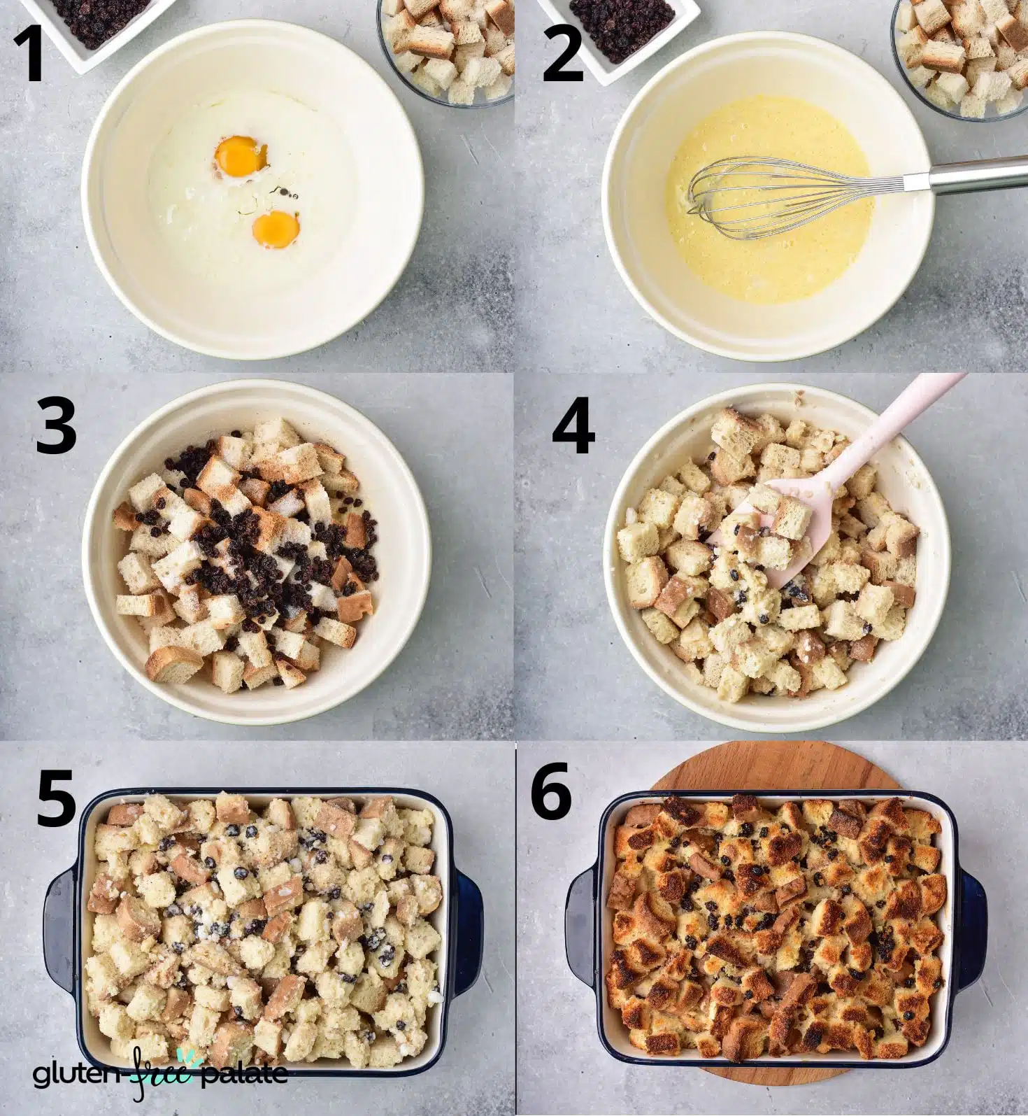 Gluten-free bread pudding step by step