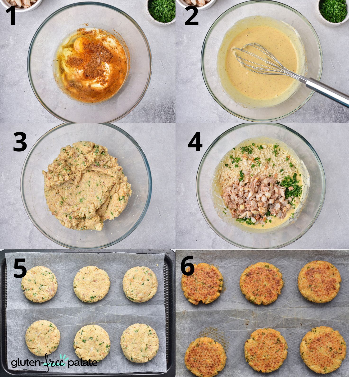 Gluten-Free crab cakes step by step.