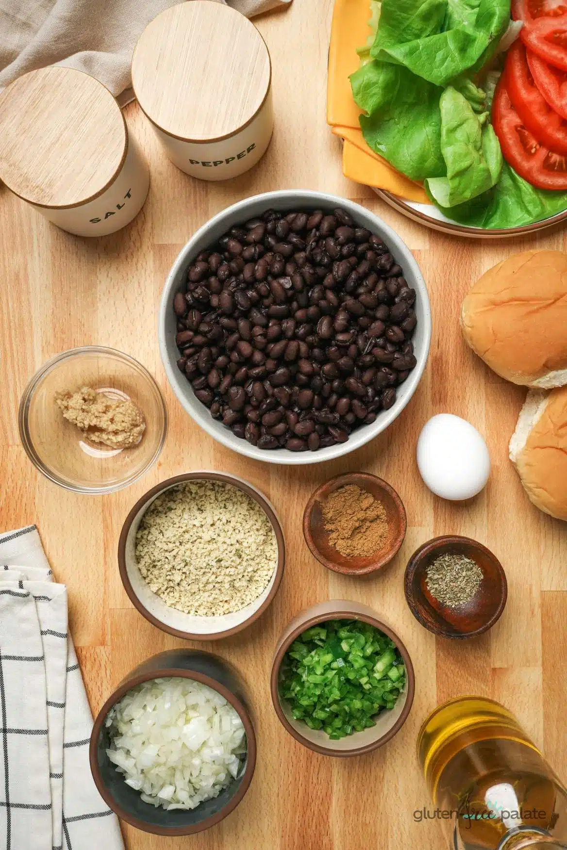 Gluten-free black bean burgers ingredients.