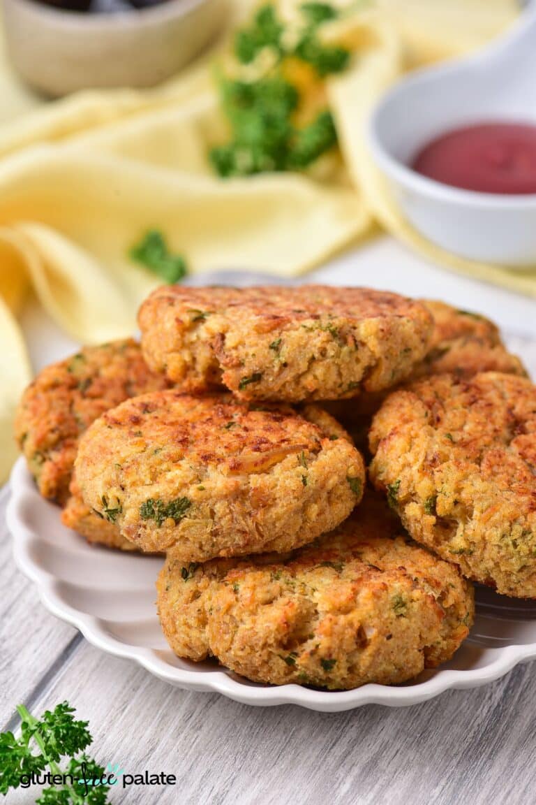 A plate of homemade gluten-free crab cakes. Photo and recipe by Gluten-Free Palate.