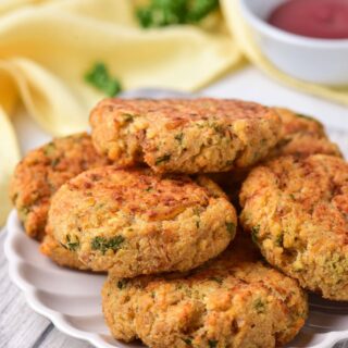 A plate of homemade gluten-free crab cakes. Photo and recipe by Gluten-Free Palate.