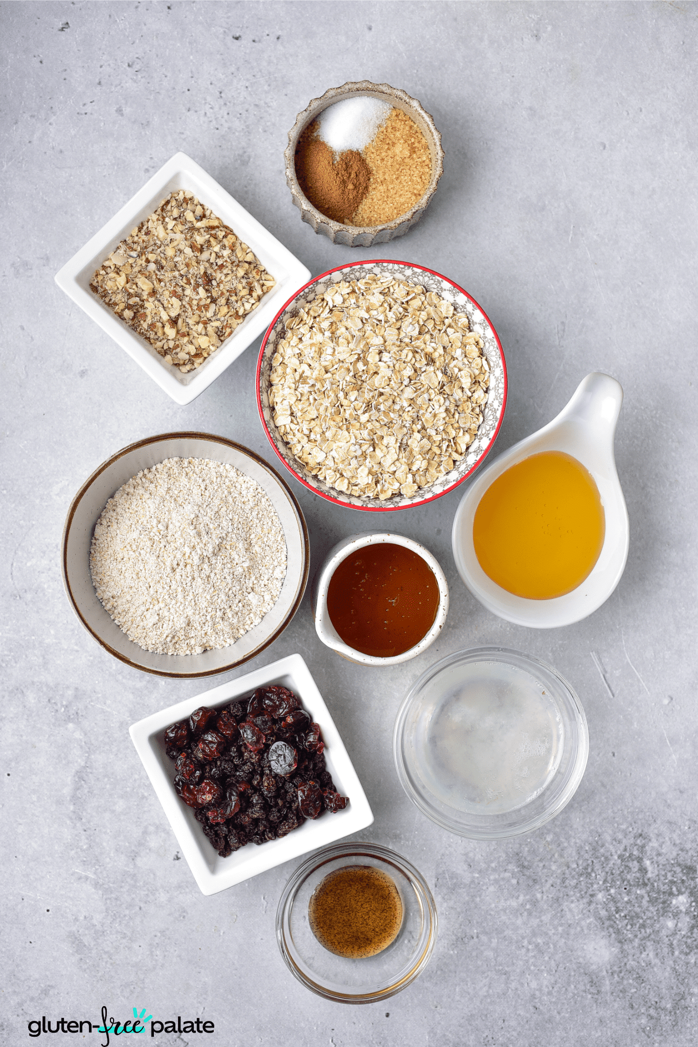 Gluten-free granola bars ingredients.