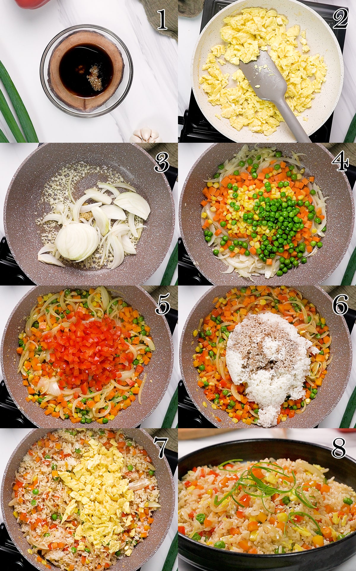 Gluten-free fried rice step by step.