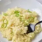 Gluten-Free Risotto in a white plate with garnishing.
