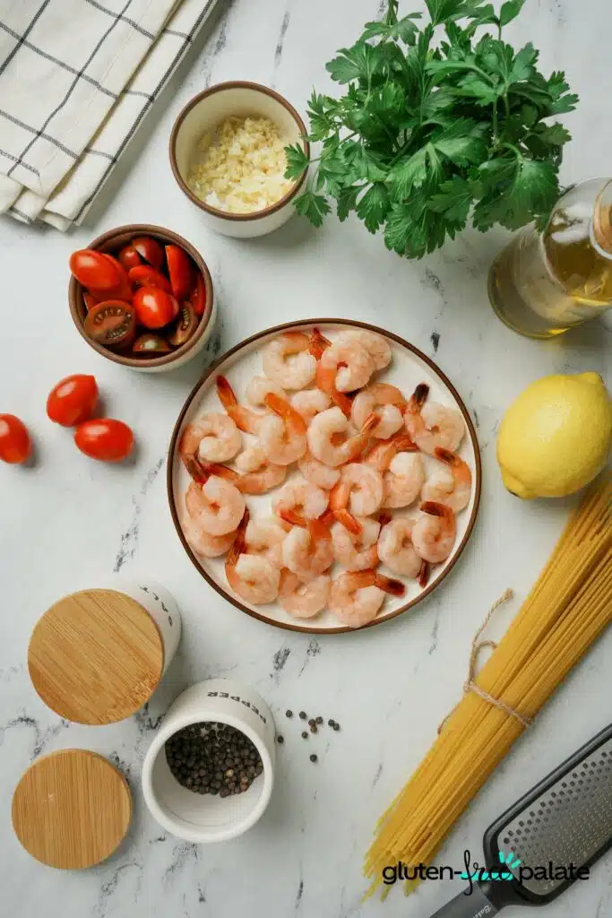 Gluten-Free Shrimp Scampi ingredients.