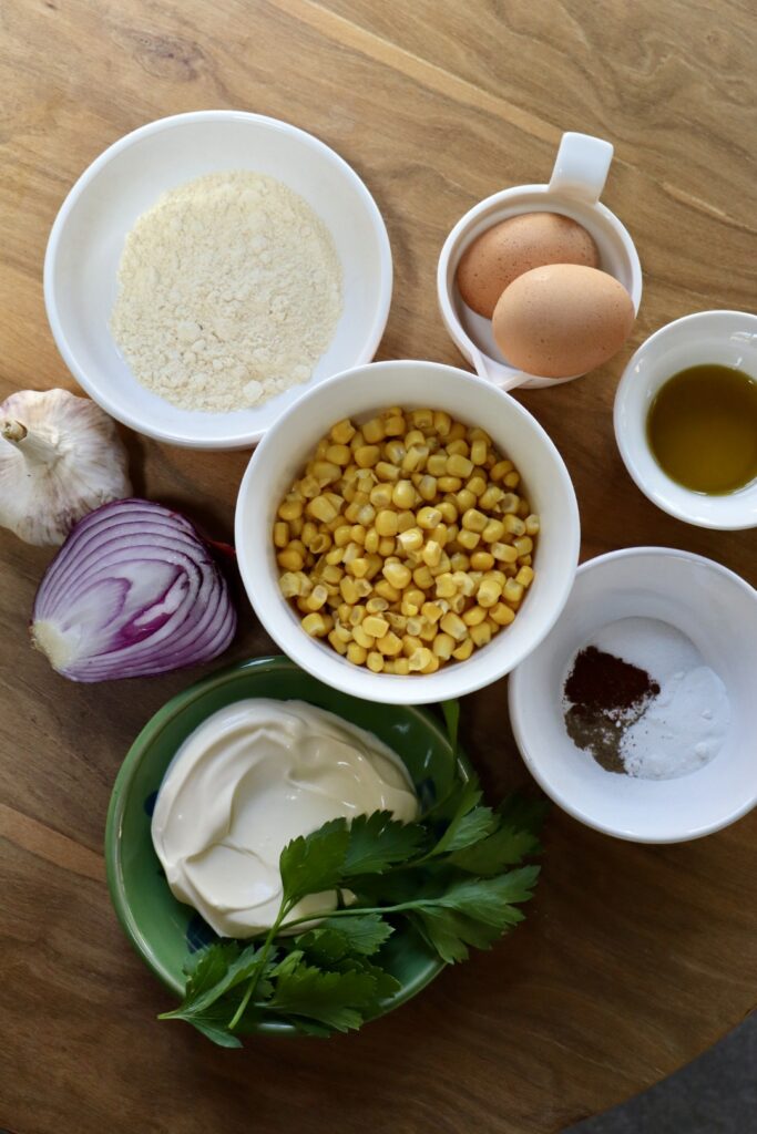 Ingredients for corn fritters.