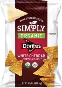 Organic White Cheddar Flavored Tortilla Gluten-Free Chips.