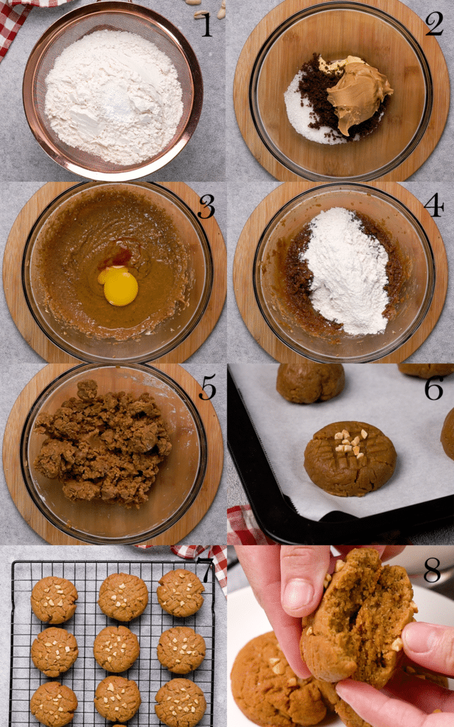 Gluten-free peanut butter cookies step by step.
