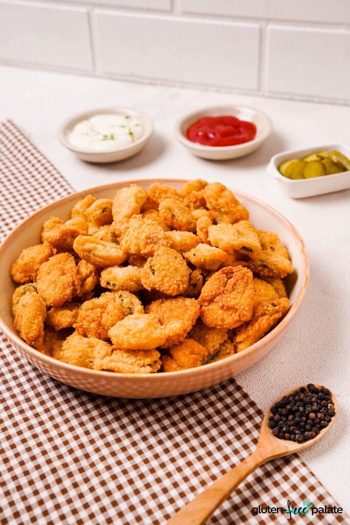 Gluten-Free Fried Pickles in a bowl.