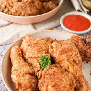 Gluten-Free Fried Chicken served in plates with dipping sauce.