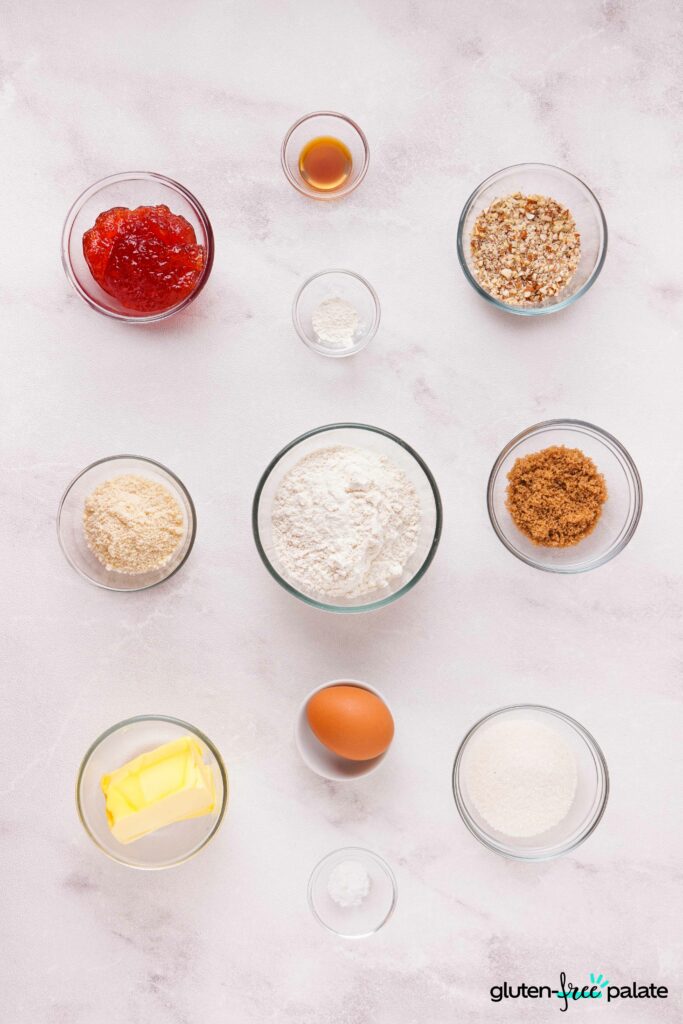 Gluten-free thumbprint cookies ingredients.