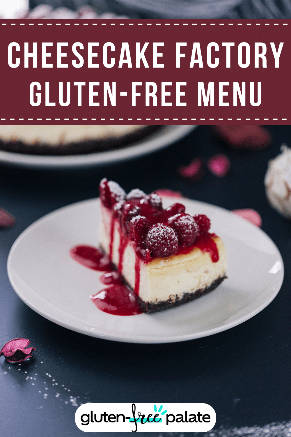 Cheesecake factory gluten-free menu pinterest pin.