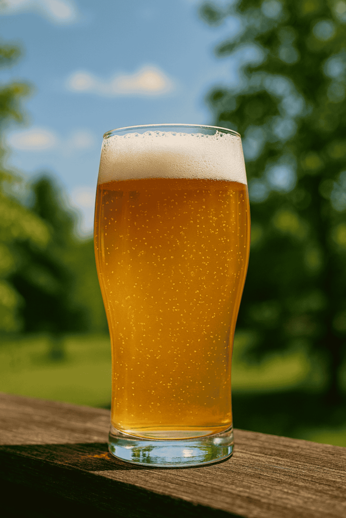 A glass of gluten-free beer on a summer day.