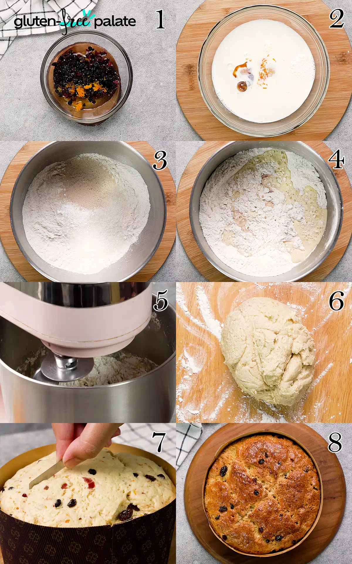 Step by step of gluten-free panettone.