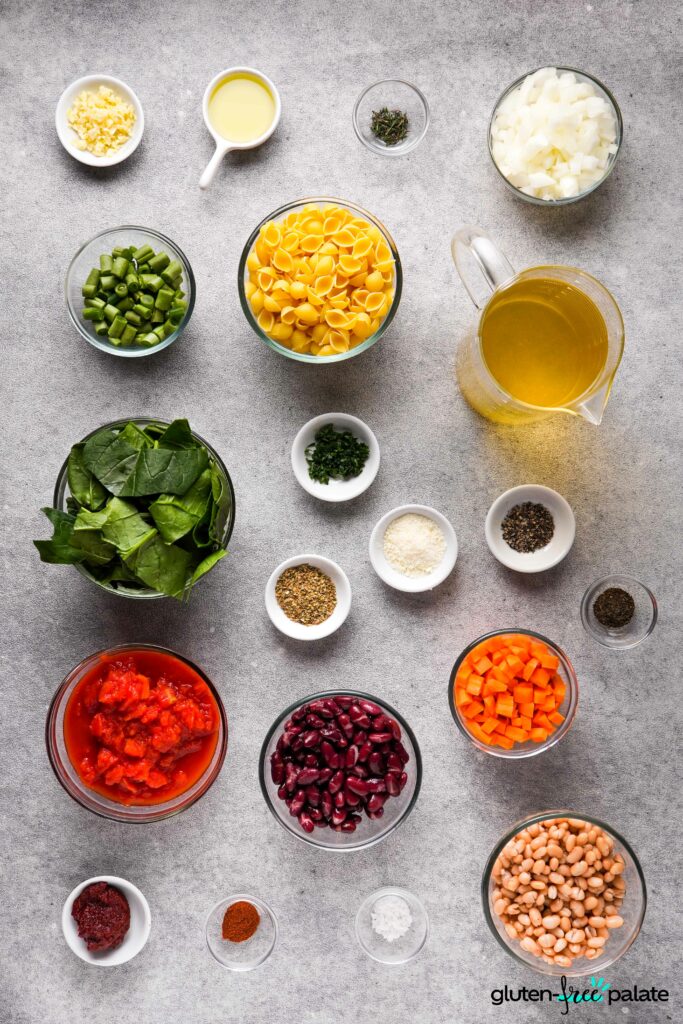 Gluten-Free Minestrone Soup Ingredients.