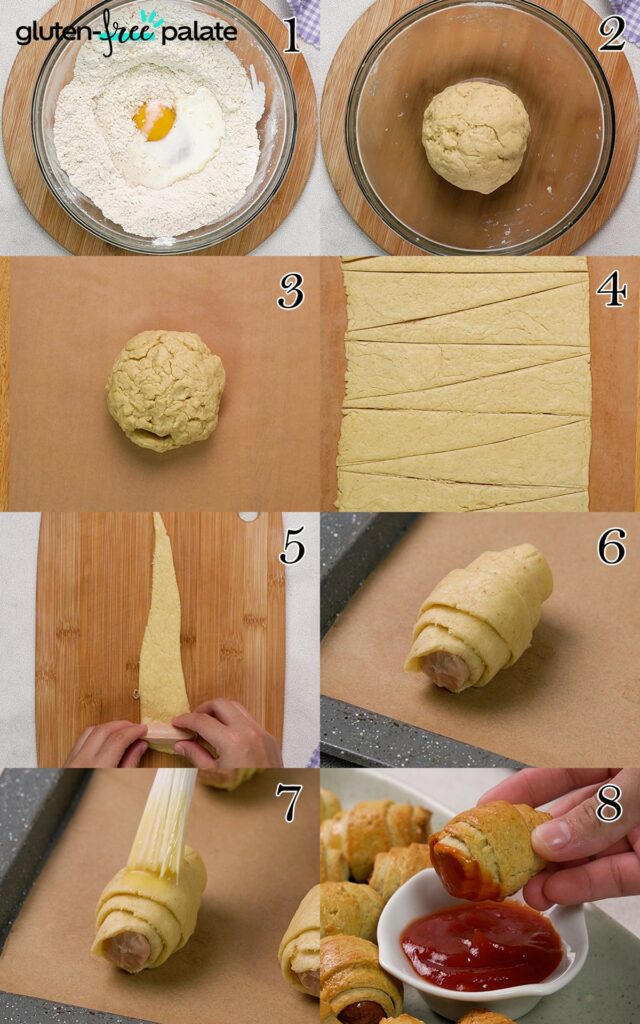 Gluten-Free pigs in a blanket step by step.
