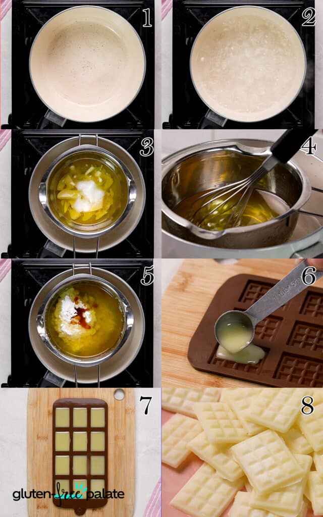 Vegan white chocolate steps