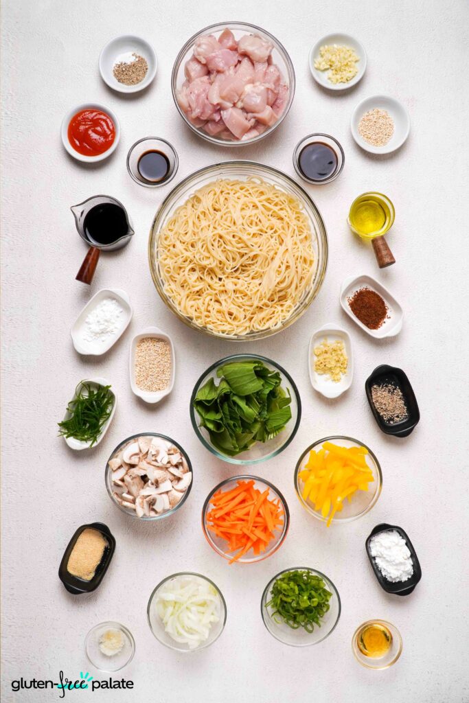 Gluten-Free Lo Mein ingredients.