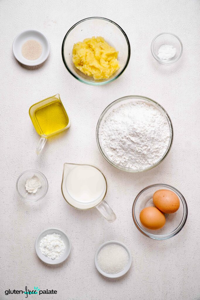 Gluten-free potato bread ingredients.