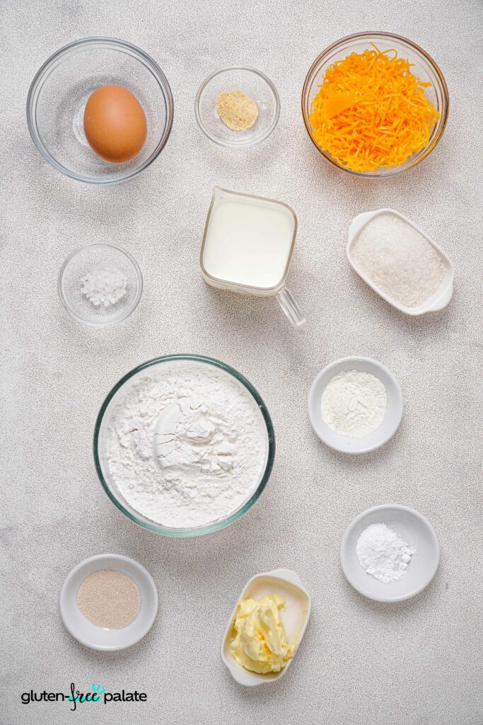 Gluten-Free Cheese Bread ingredients.
