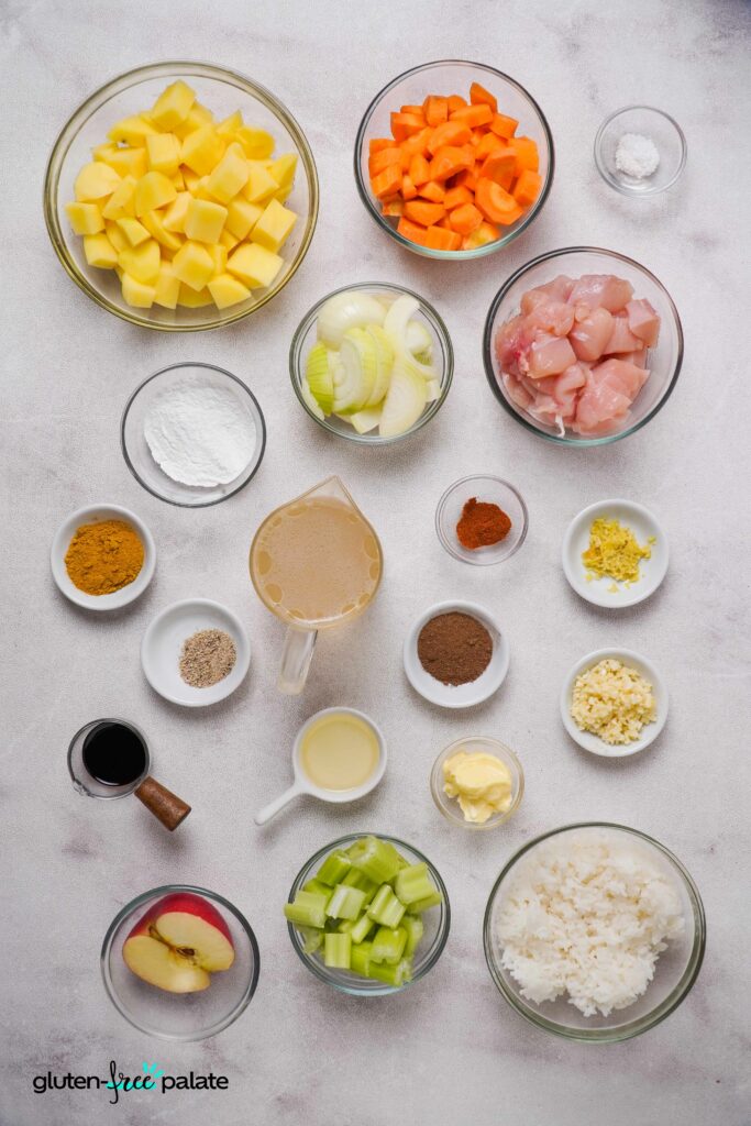 Close up view of Gluten-Free Japanese Curry ingredients.