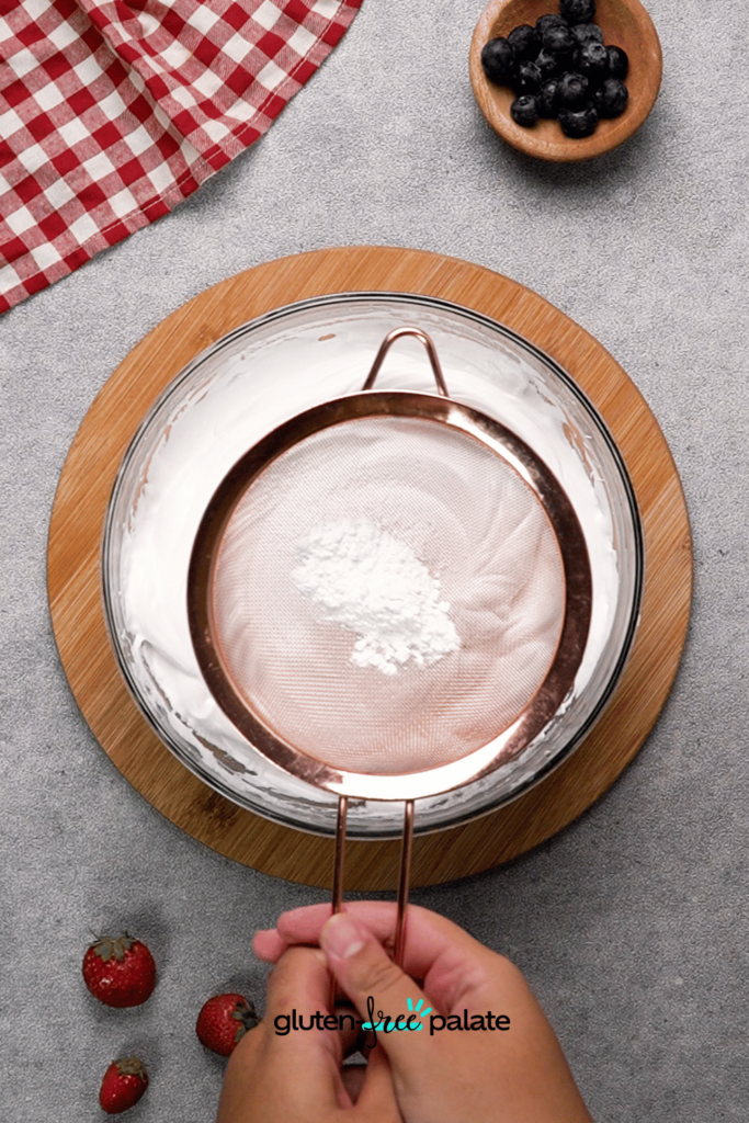 Add sugar to the egg whites while you mix, then add the cornstarch.