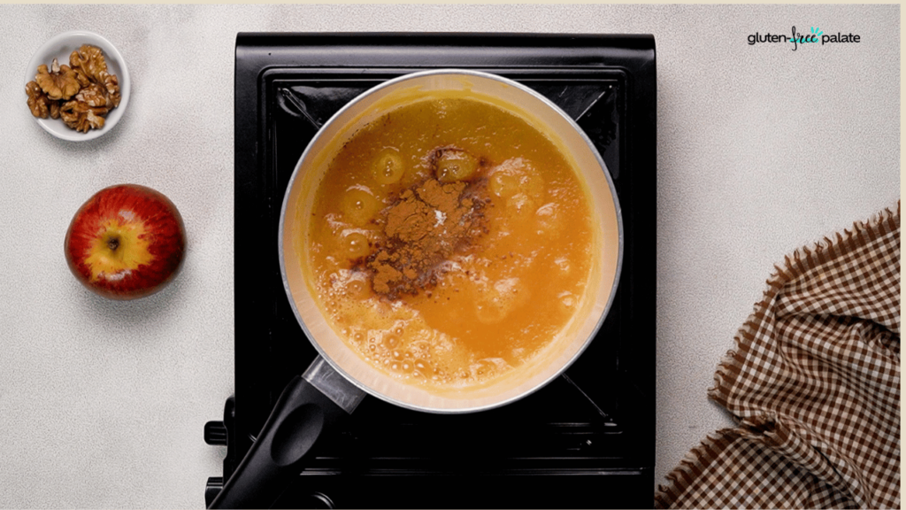 Add sugar and cinnamon.