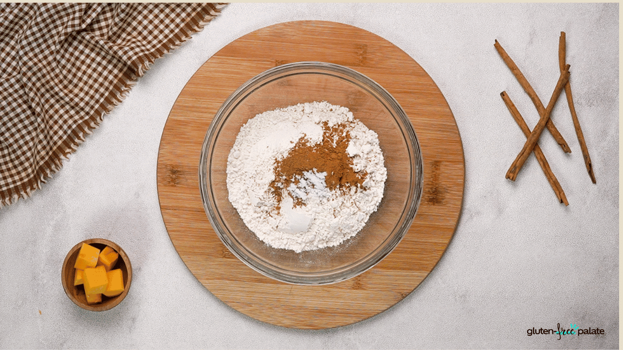 Mix in gluten-free flour and cinnamon