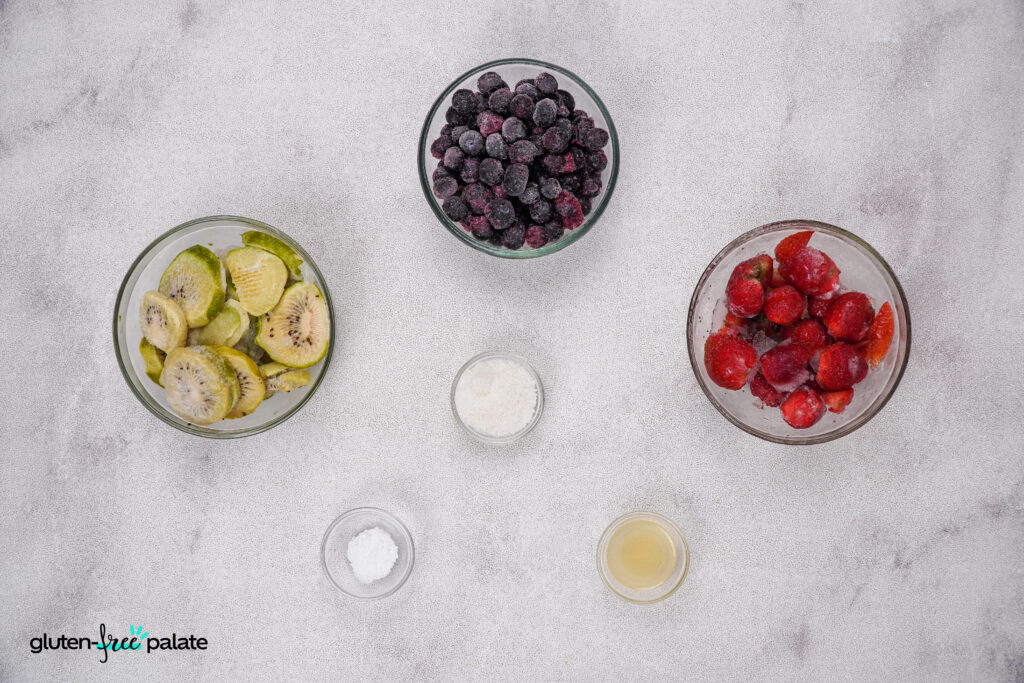 Ingredients for a gluten-free fruit compote.