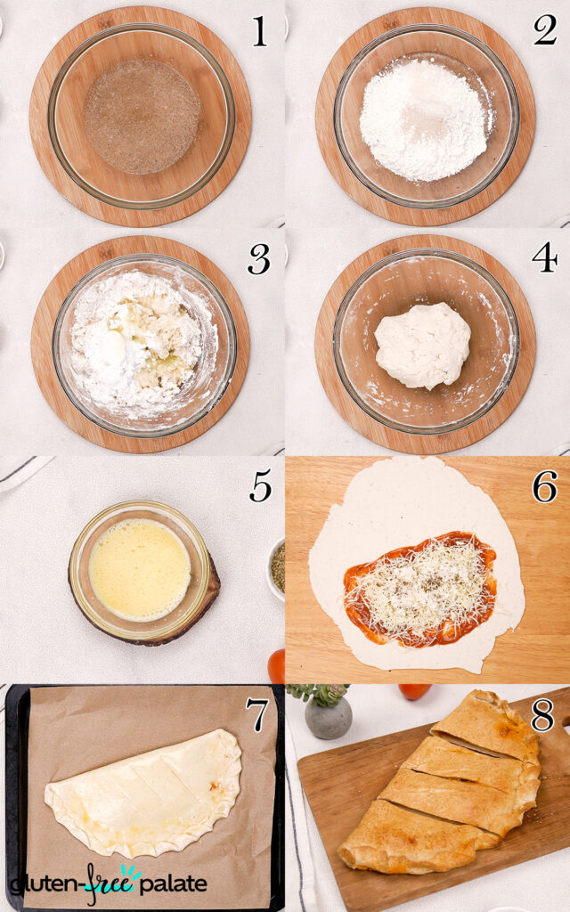 How to make gluten-free calzones. This shows each step of the process. Photo by Gluten-Free Palate.