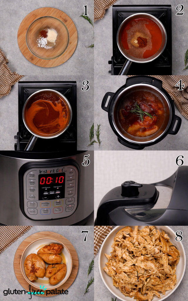 Step-By-Step Walkthrough A step by step photo collage on how to make this Instant Pot Barbecue Chicken recipe.