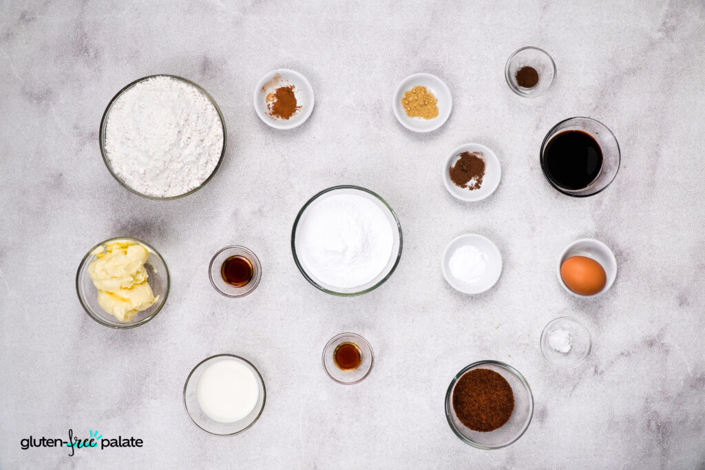 Ingredients for Gluten Free Gingerbread Recipe